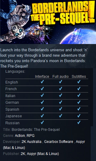 Borderlands: The Pre-Sequel Steam - Click Image to Close